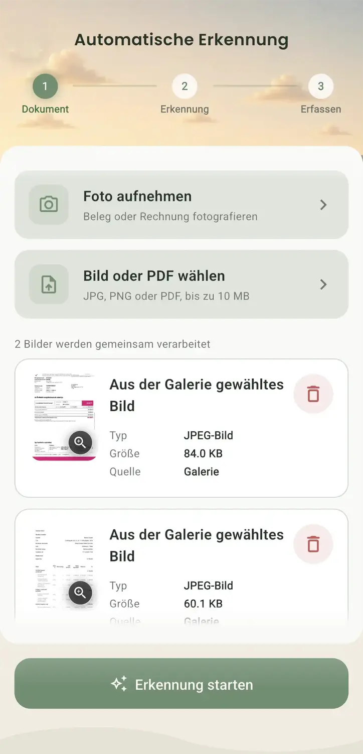 Dokumentenerkennung in der Casska App