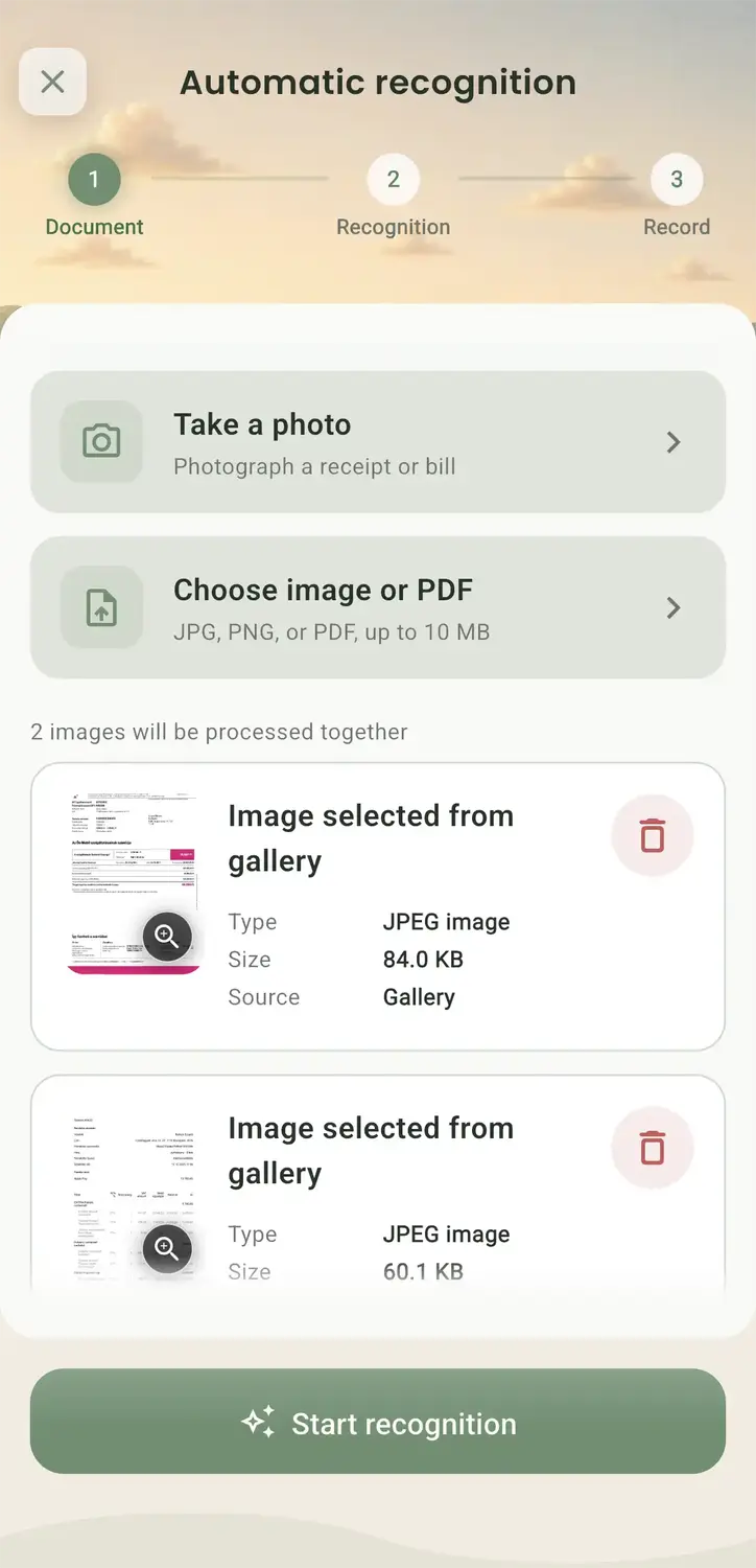 Document recognition in the Casska app