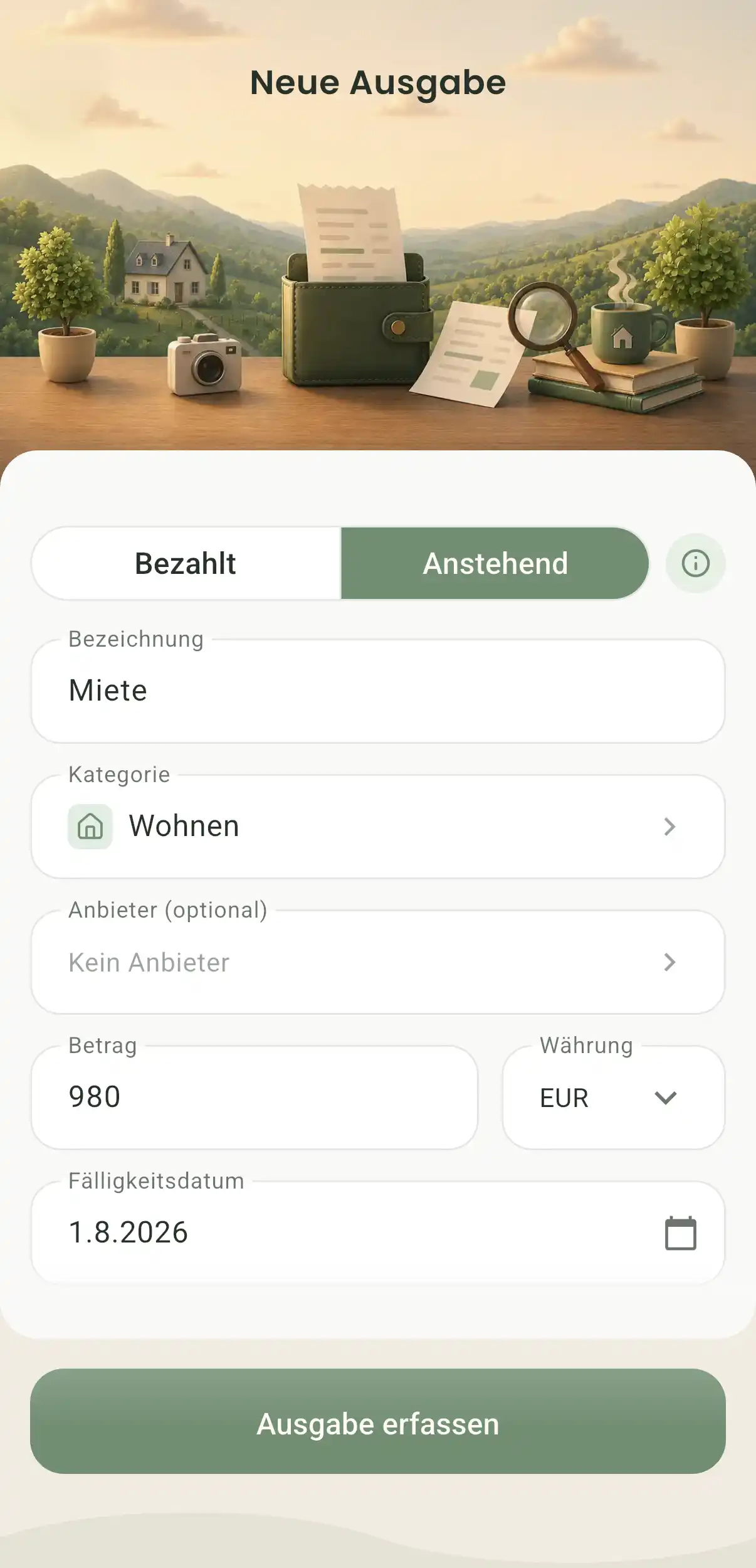 Ausgabe erfassen